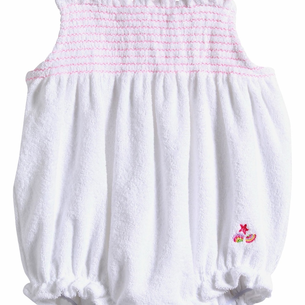 Kissy Kissy Terry Bubble in White with Pink Accents